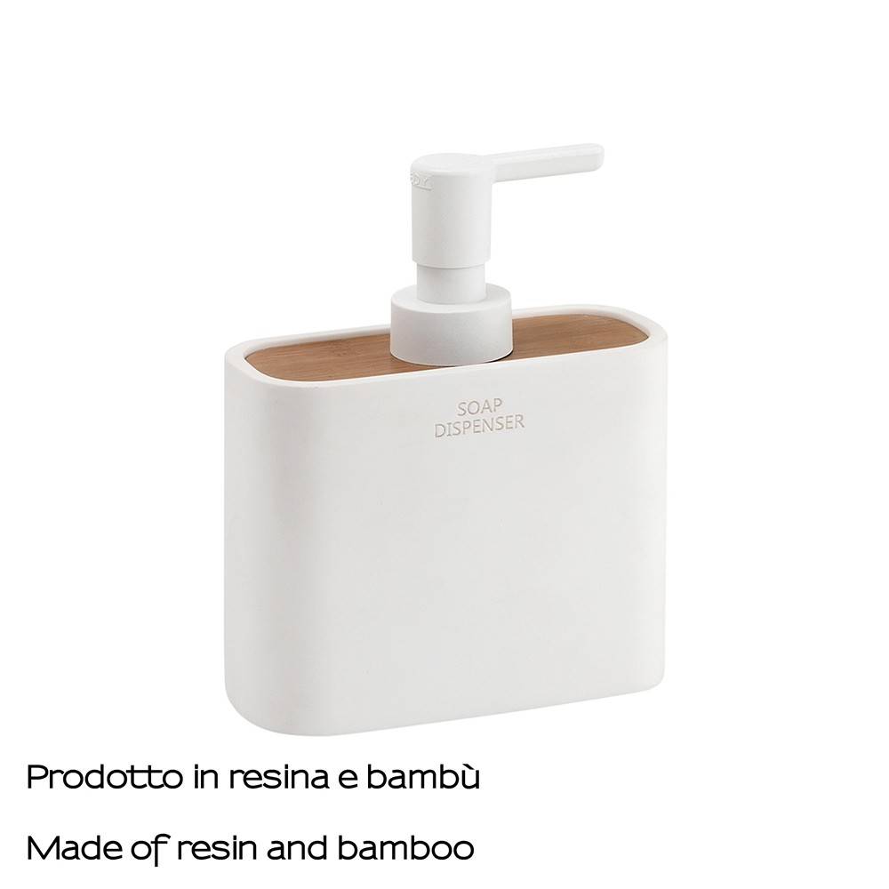 Dosasapone d' appoggio GEDY linea Ninfea in resina e legno Bianco Matt