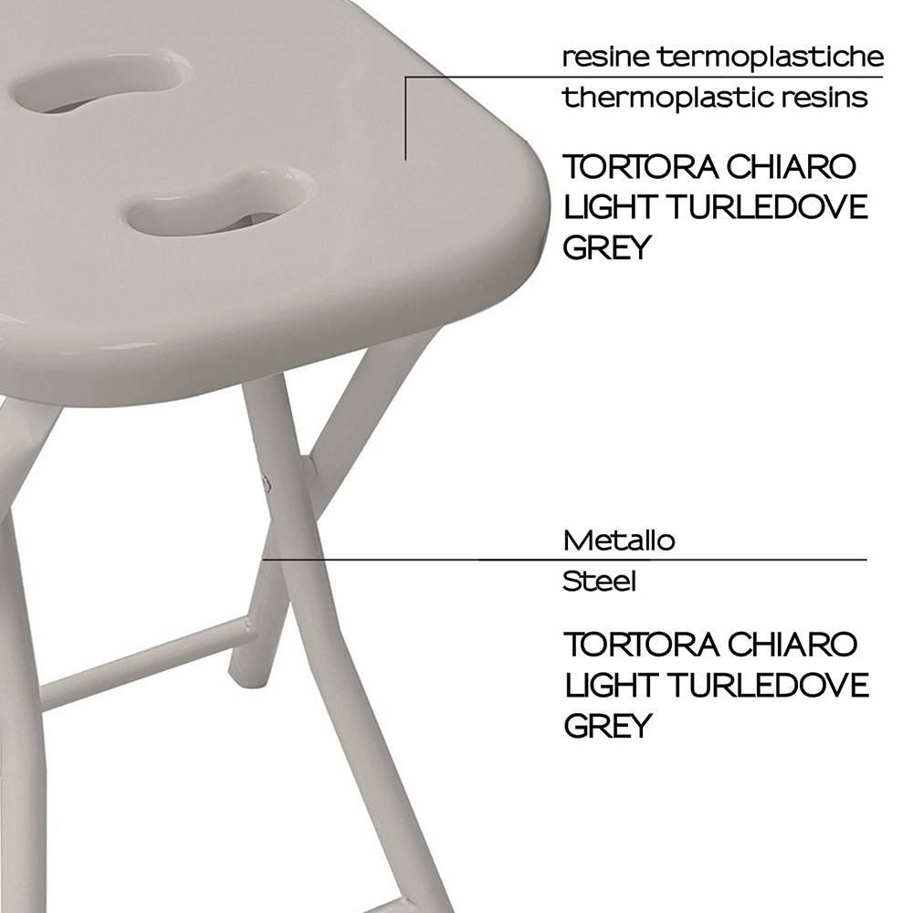 Sgabello da bagno GEDY in acciaio inox richiudibile colore Tortora chiaro
