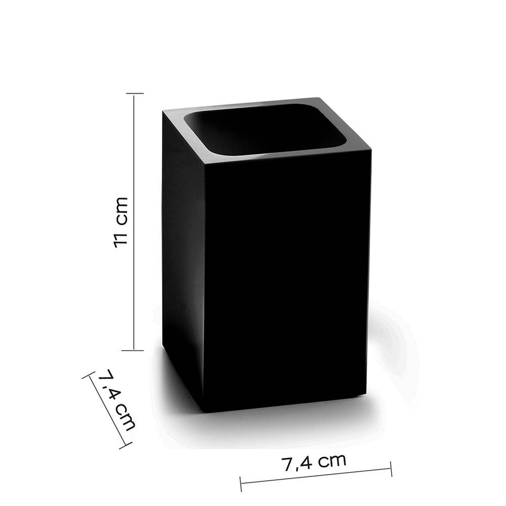 Portaspazzolini d' appoggio GEDY linea Sofia in resina colore Nero Matt