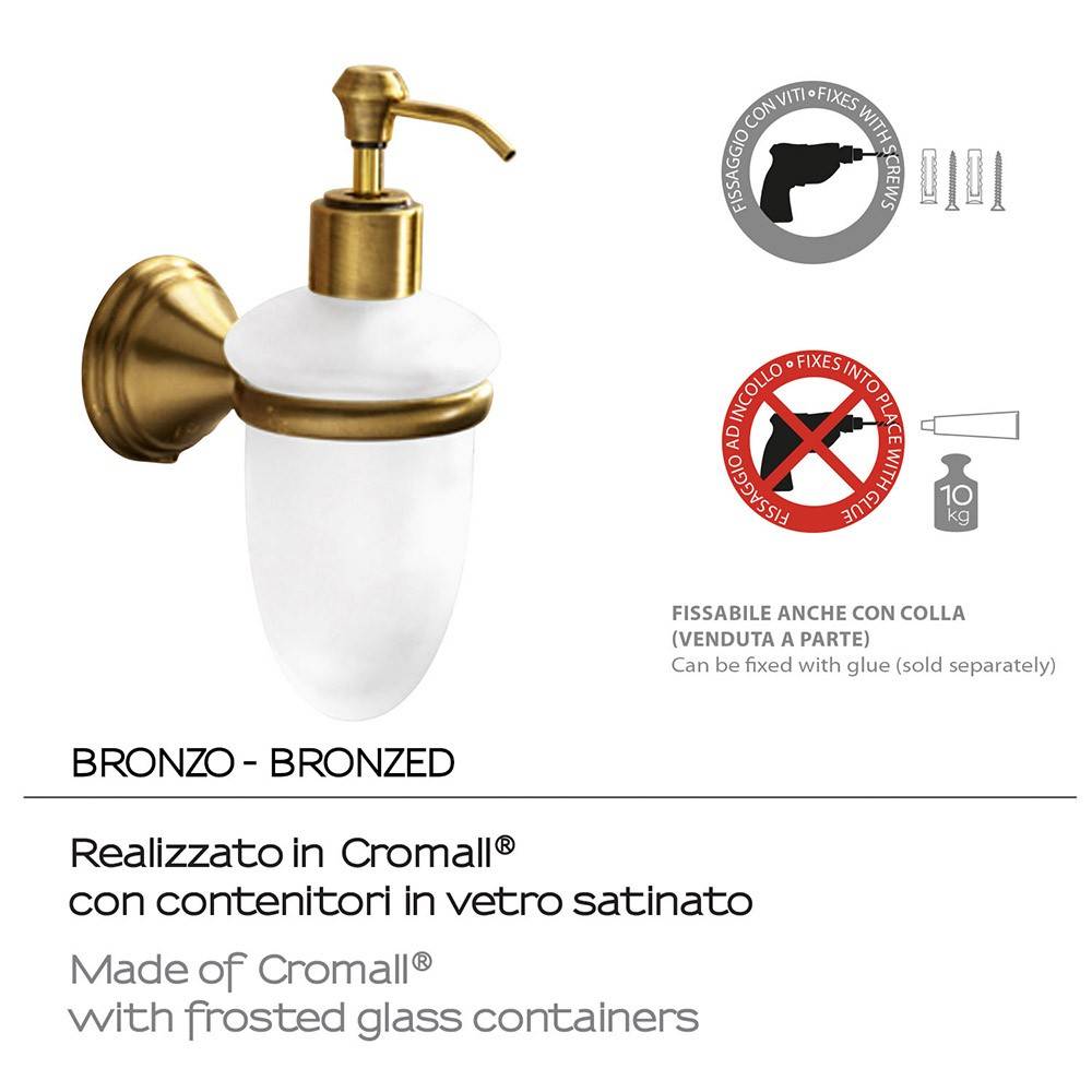 Dosasapone a muro GEDY linea Romance in acciaio con finiture colore Bronzo