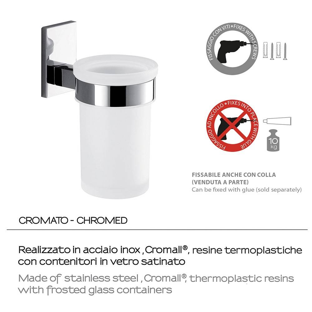 Portaspazzolini a muro GEDY linea Maine in acciaio Cromato