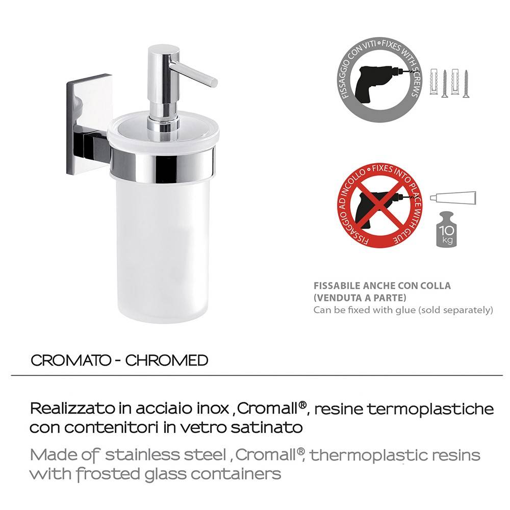 Dosasapone a muro GEDY linea Maine in acciaio Cromato