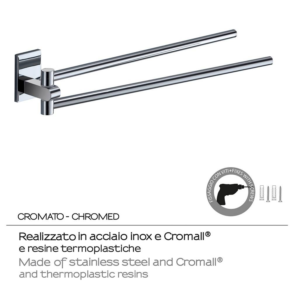 Portasalviette doppio braccio GEDY linea Maine a snodo Cromato