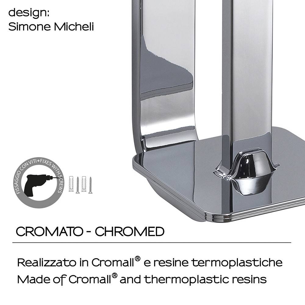 Portarotolo a muro Gedy in acciaio inox e cromall serie Outline