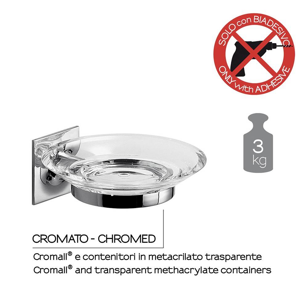 Portasapone a muro GEDY linea Wizard in acciaio colore Cromato