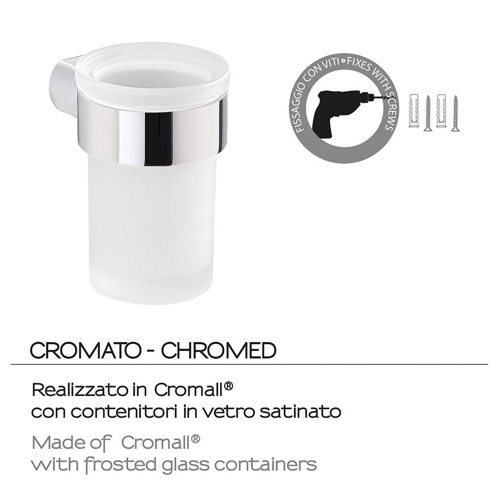 Portaspazzolini a muro GEDY linea Pirenei in acciaio Cromato