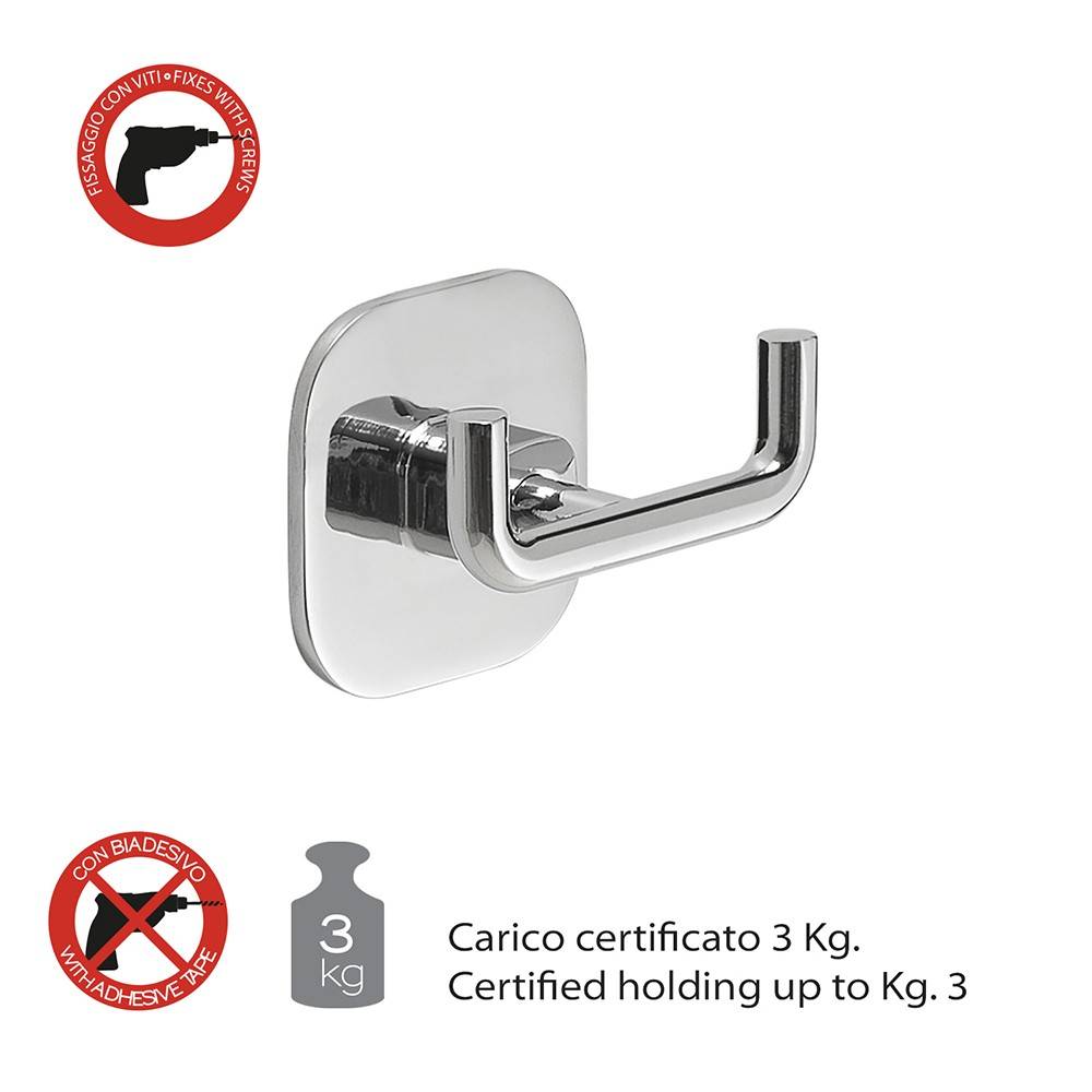 Appendiabiti a muro GEDY linea Teide doppio gancio Cromato