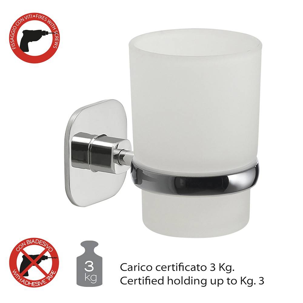 Portaspazzolini a muro GEDY linea Teide in acciaio Cromato