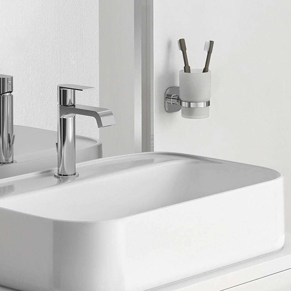 Portaspazzolini a muro GEDY linea Teide in acciaio Cromato