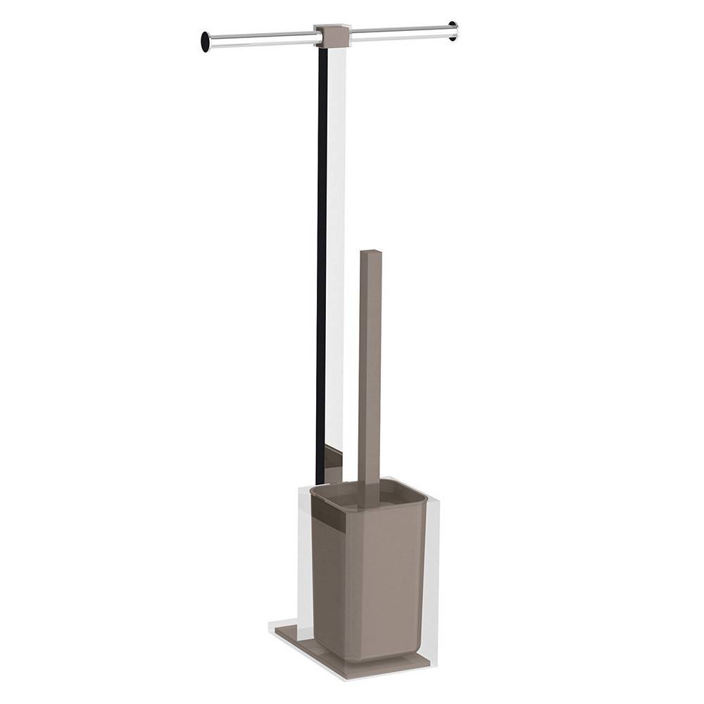 Piantana d' appoggio GEDY portarotolo più portascopino linea Rainbow colore Tortora