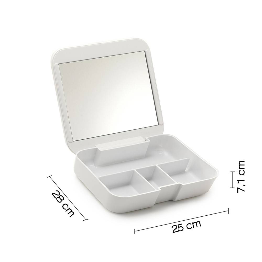 Portaoggetti organizer GEDY linea Seventy con specchio colore Bianco