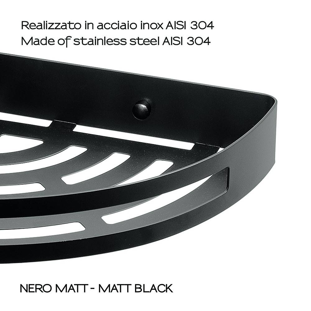Portaoggetti doccia angolare GEDY linea Nerva colore Nero Matt