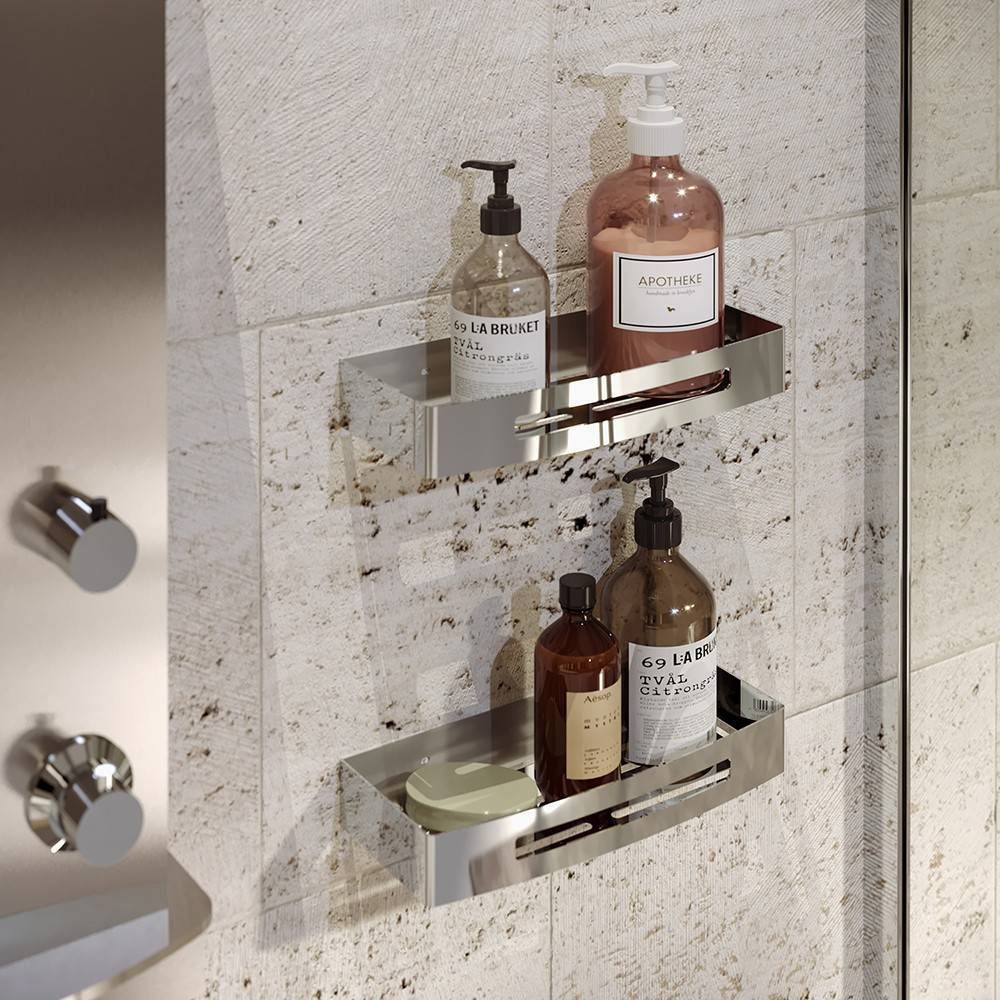 Portaoggetti doccia rettangolare GEDY linea Nerva cromato lucido