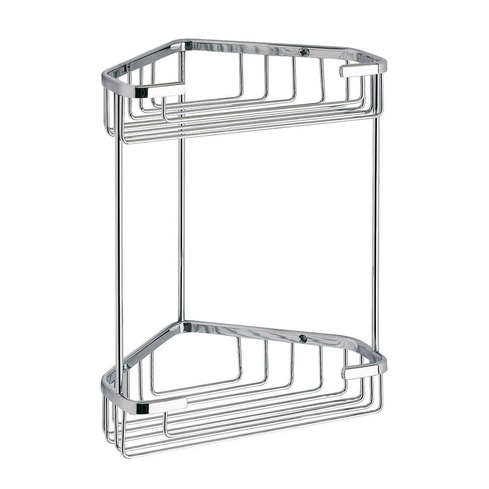 Portaoggetti doccia angolare 2 ripiani GEDY in filo Cromato