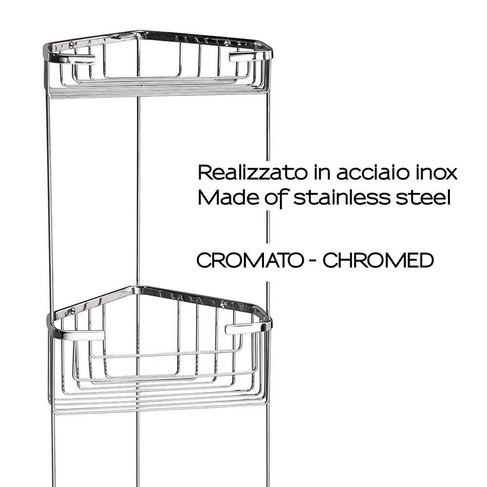 Portaoggetti doccia angolare 3 ripiani GEDY in filo Cromato