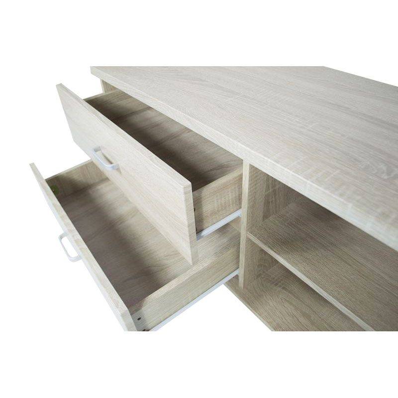 Mobile porta Tv con cassetti e ripiani in rovere sbiancato 120x40x43,5 cm