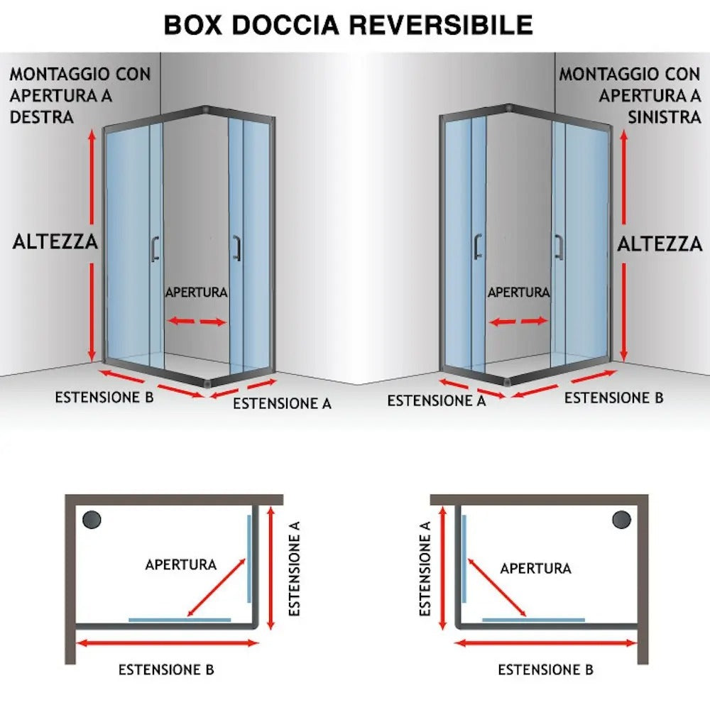 Box doccia Style angolare profilo cromato trasparente 100x100cm da 6mm