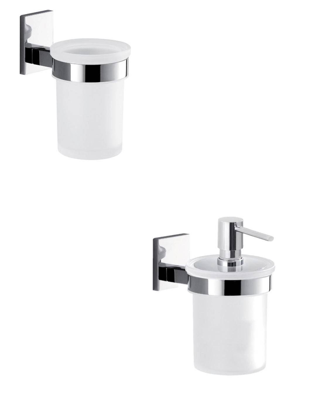 Set portaspazzolini e dosasapone da muro Gedy linea Maine cromato