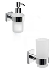 Set portaspazzolini e dosasapone da muro Gedy linea Fuji cromato