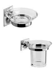 Set portaspazzolini e portasapone da muro Gedy linea Wizard cromato