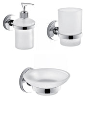 Set portaspazzolini, dosasapone e portasapone da muro Gedy linea Felce cromato