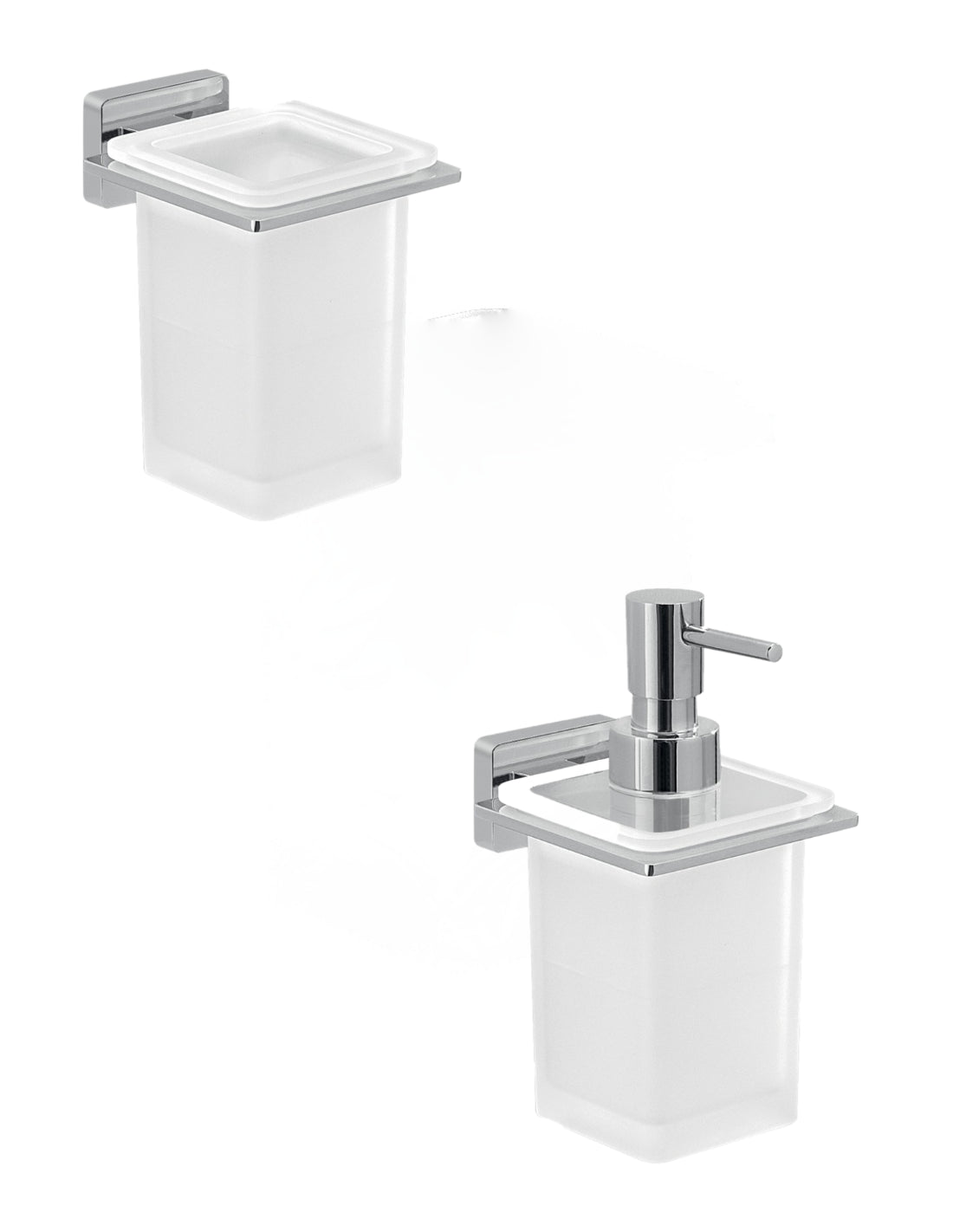 Set portaspazzolini e dosasapone da muro Gedy linea Atena cromato