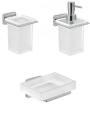 Set portaspazzolini, dosasapone e portasapone da muro Gedy linea Atena cromato