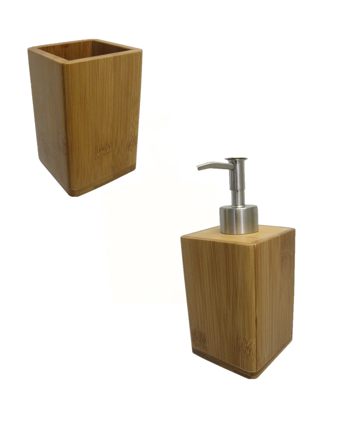 Set portaspazzolini e dosasapone d' appoggio Gedy linea Bambù naturale