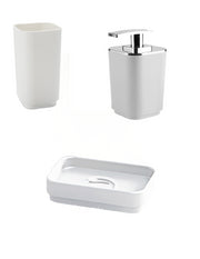 Set portaspazzolini, dosasapone e portasapone d' appoggio Gedy linea Seventy bianco