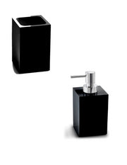 Set portaspazzolini / dosasapone d' appoggio Gedy linea Sofia nero matt