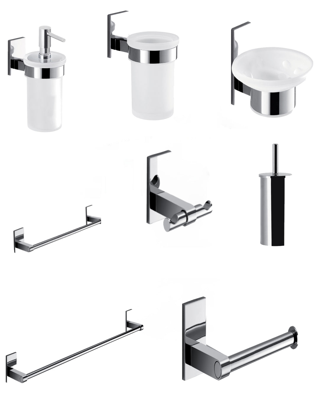 Set da 8 accessori a muro GEDY linea Maine cromato