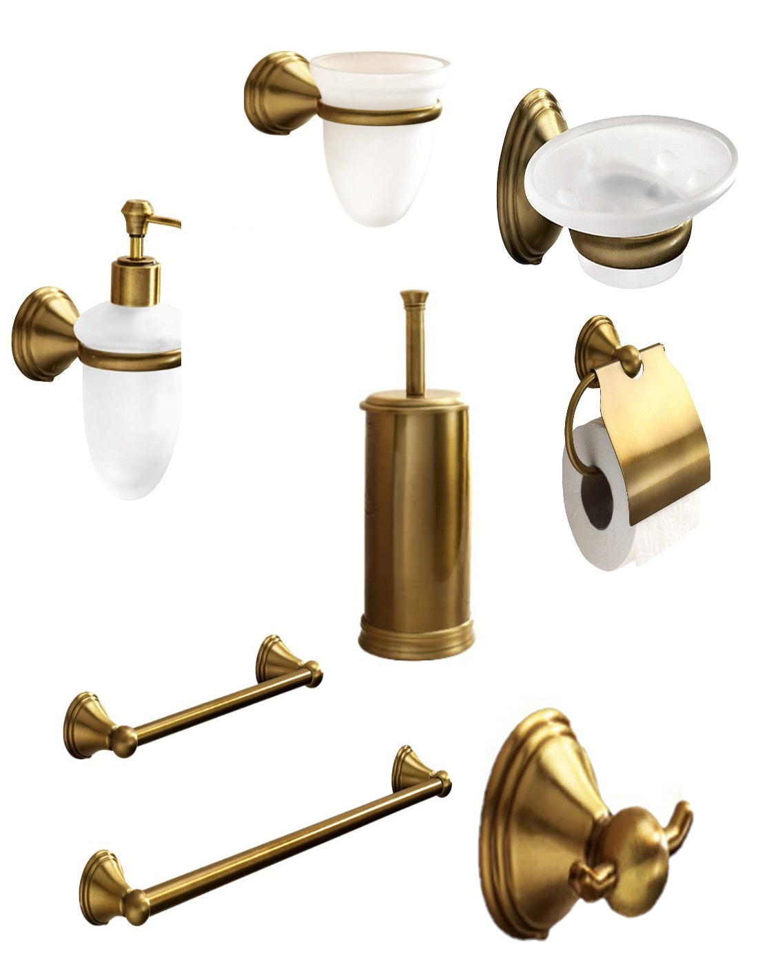 Set da 8 accessori a muro GEDY linea Romance bronzo