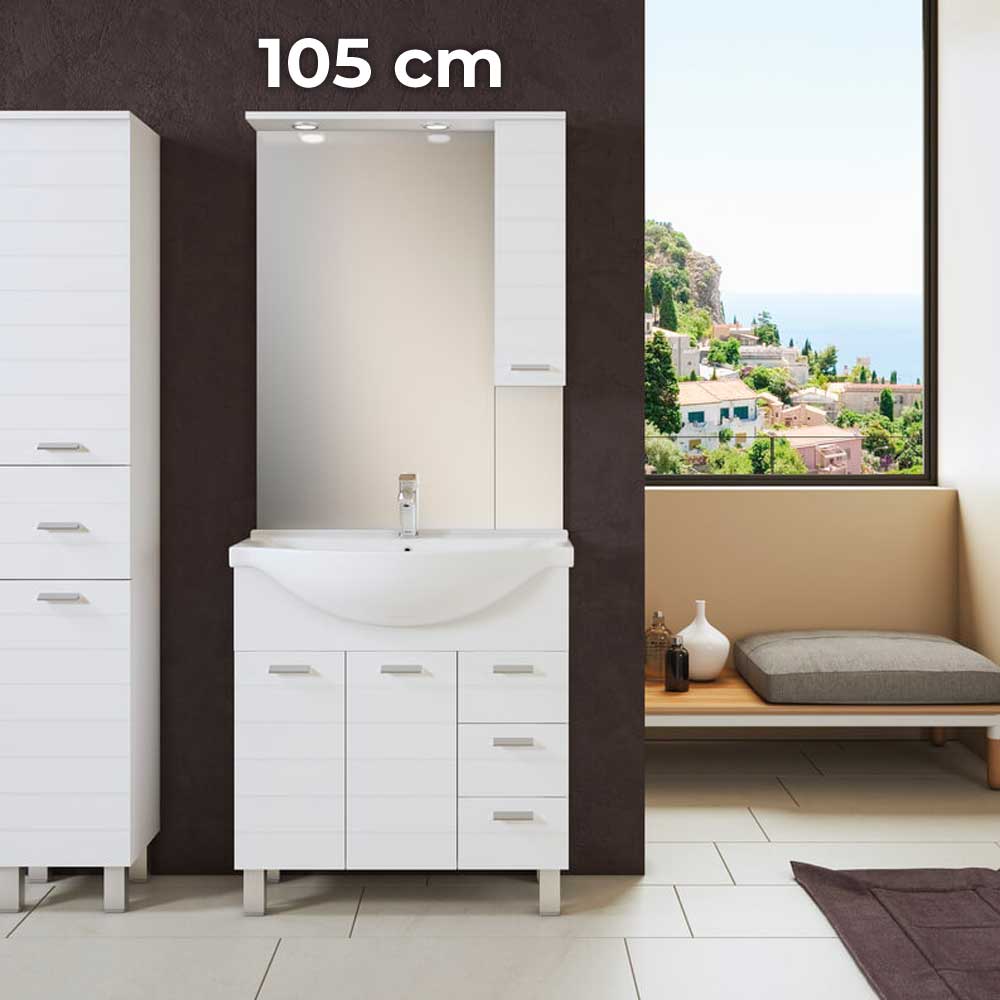 Composizione mobile da bagno Rigo 105 con pensile DX — Savini Industria Arredo Bagno