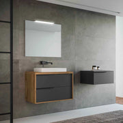 Composizione mobile da bagno Iside NOCE/GRAFITE opaco sospesa 80 cm — Savini Industria Arredo Bagno