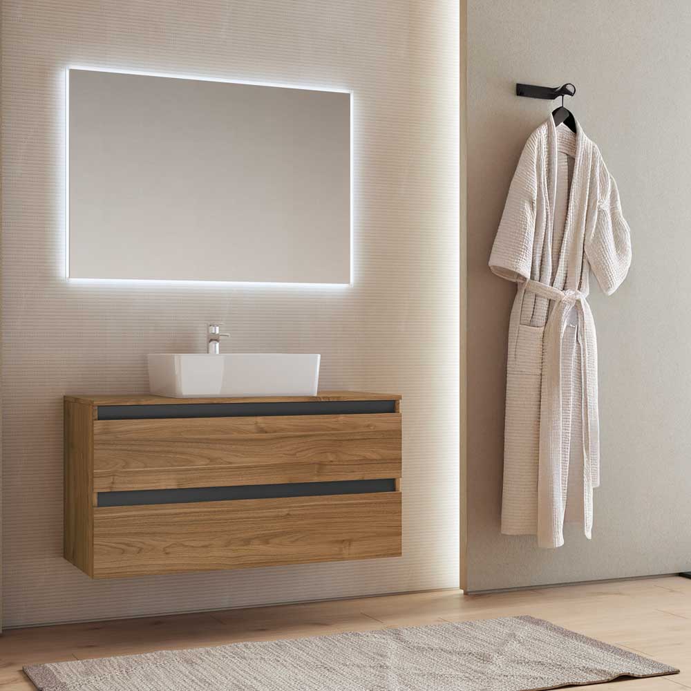 Composizione mobile da bagno Cube1 NOCE/GRAFITE opaco senza lavabo — Savini Industria Arredo Bagno