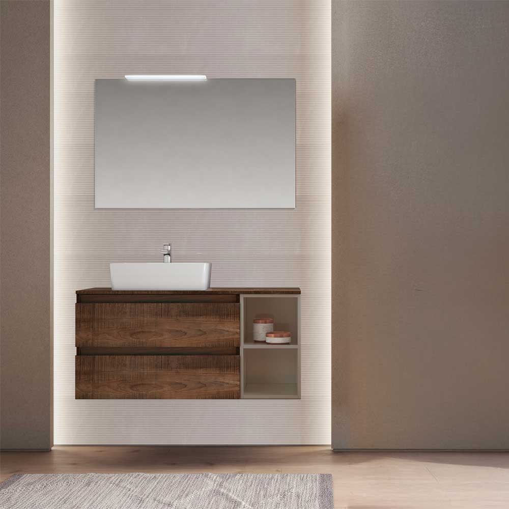 Composizione mobile da bagno Cube3 TABACCO/ tortora opaco senza lavabo — Savini Industria Arredo Bagno