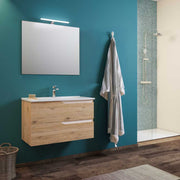 Composizione mobile da bagno Grace2 quercia naturale / bianco lucido sospeso — Savini Industria Arredo Bagno
