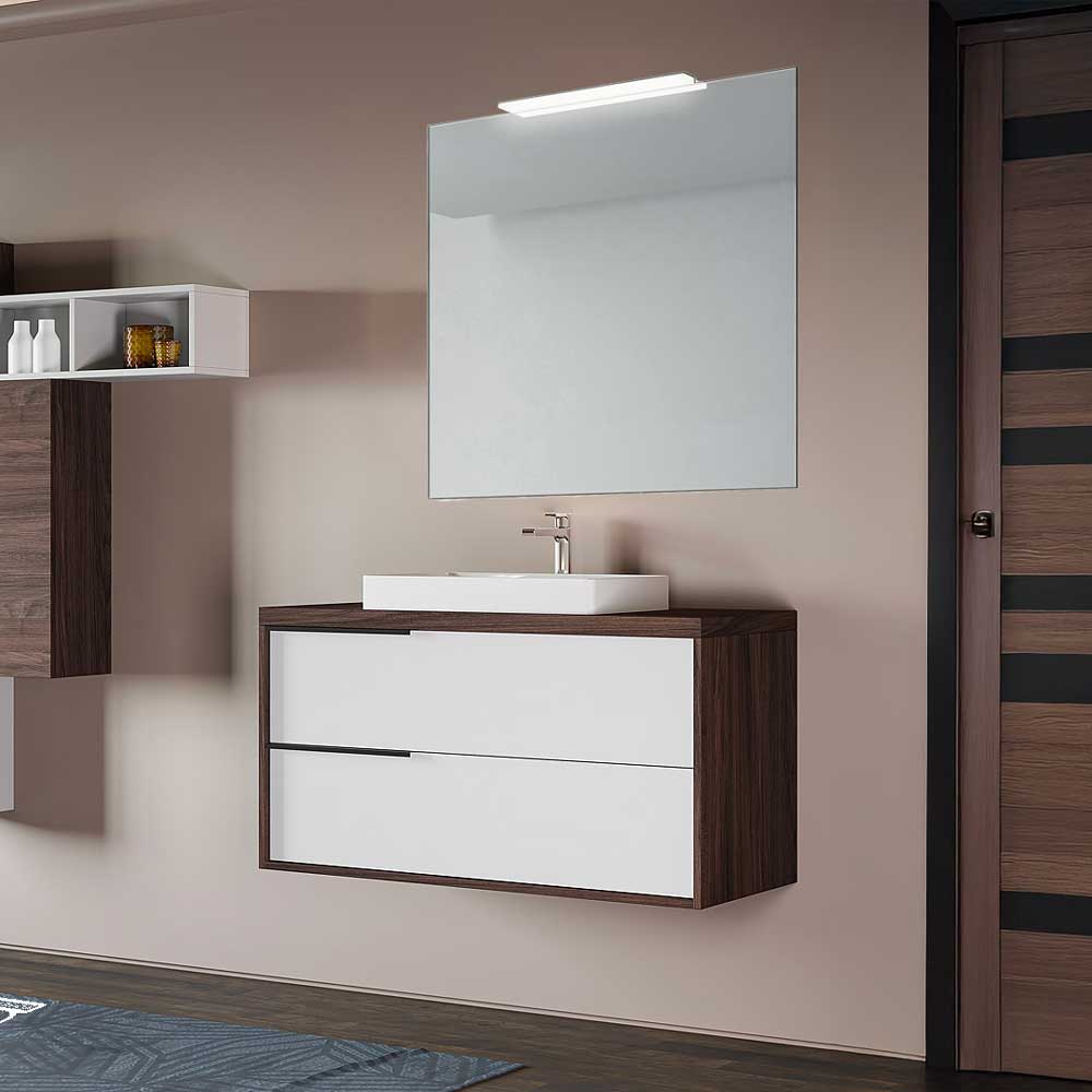 Composizione mobile da bagno Iside CAFFE'/BIANCO lucido sospesa 100 cm — Savini Industria Arredo Bagno