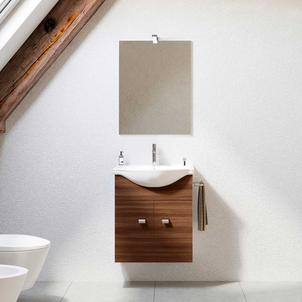 Composizione mobile da bagno sospeso Zaffiro rovere moka 57 cm — Savini Due