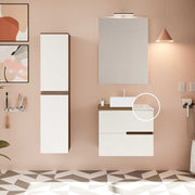 Composizione mobile da bagno sospeso Eva60 con mensole rovere moka Giotto — Savini Due