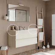 Composizione mobile da bagno sospeso Easy100 rovere ghiaccio con lavabo in ceramica Cellini — Savini Due