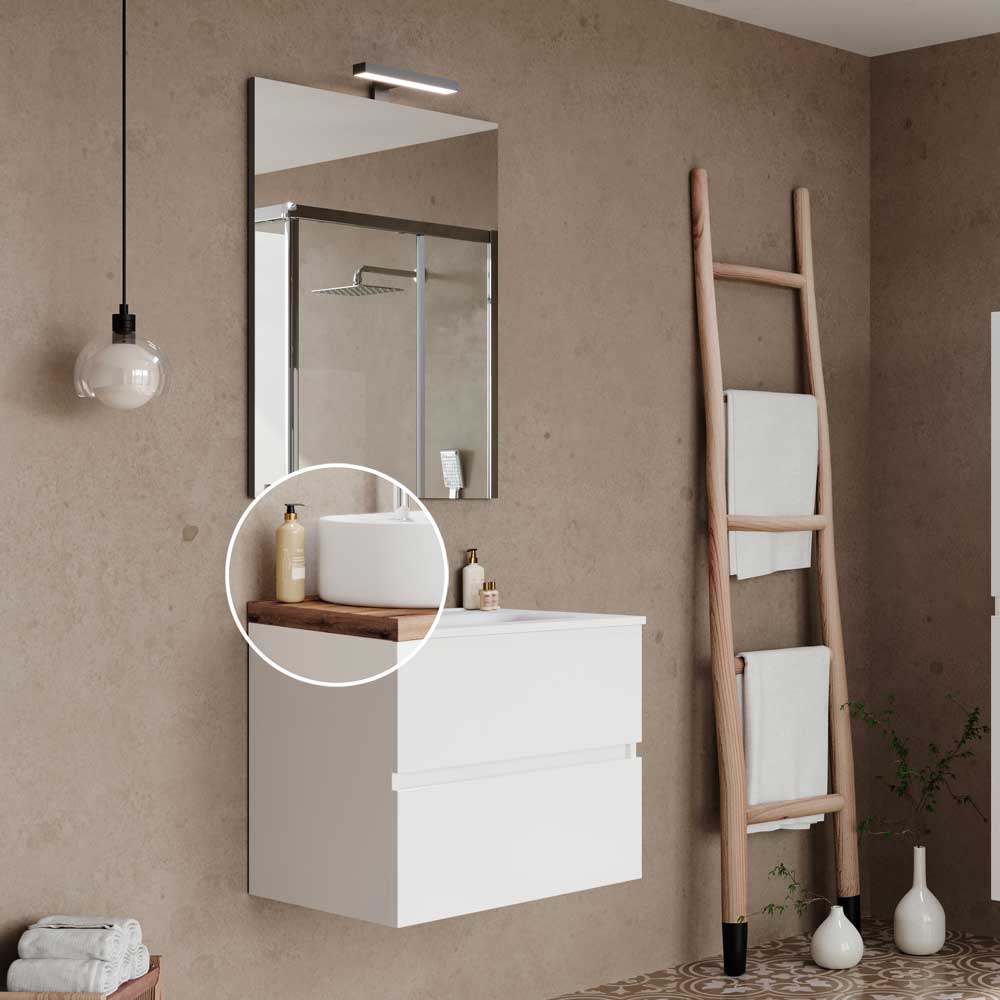 Composizione mobile da bagno sospeso Easy60 bianco lucido con lavabo in ceramica Cellini — Savini Due