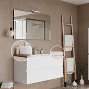 Composizione mobile da bagno sospeso Easy100 bianco lucido con lavabo in ceramica Cellini — Savini Due