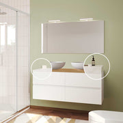 Composizione mobile da bagno sospeso Easy120 bianco lucido con lavabo in hpl doppia vasca — Savini Due
