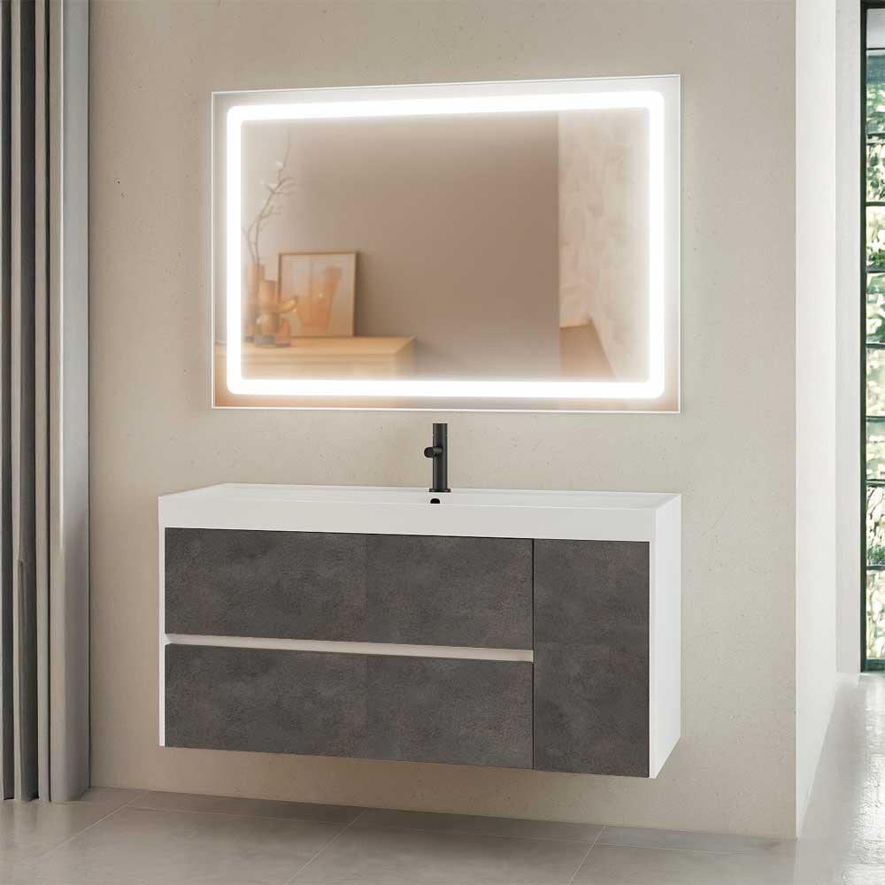 Composizione mobile da bagno sospeso con cassetti e sportello Portofino 80 cm — Savini Due