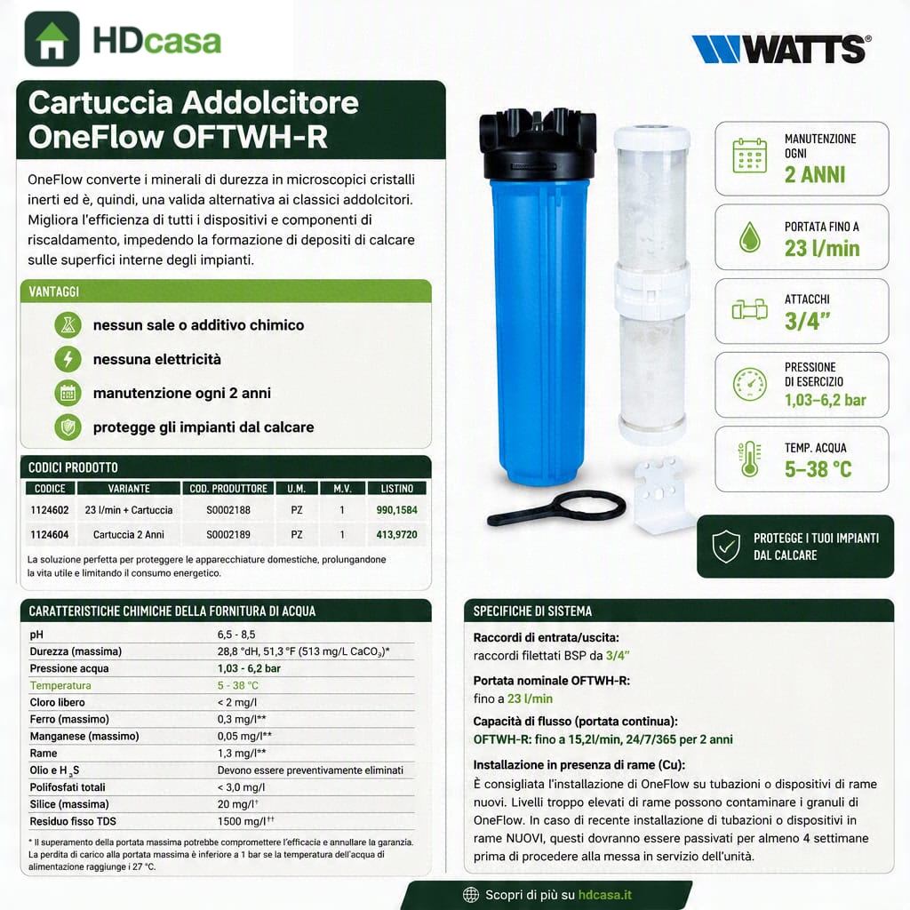 Cartuccia Addolcitore Oneflow oftwh-r — 2 anni — Watts