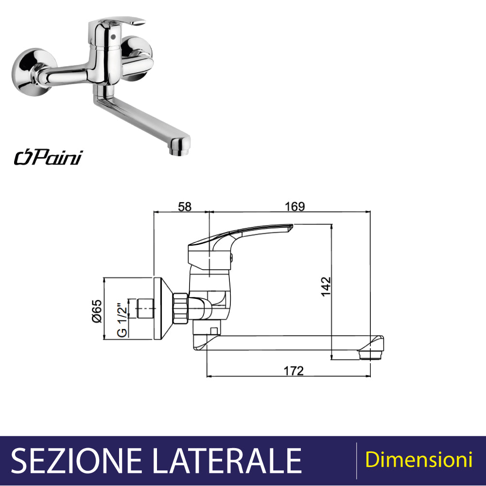 Miscelatore lavello a muro new BERRY" cromo — Paini