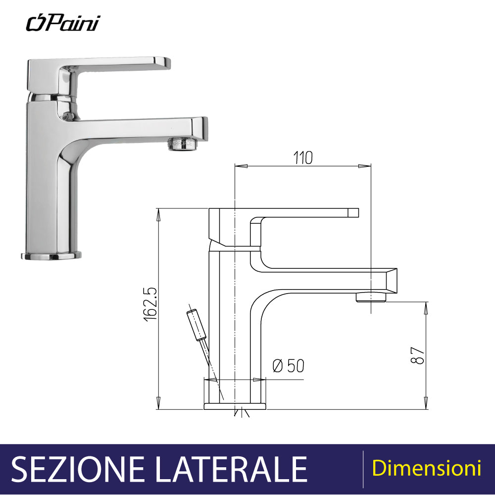 Miscelatore lavabo Stile cromo + piletta 1"1/4 — Paini