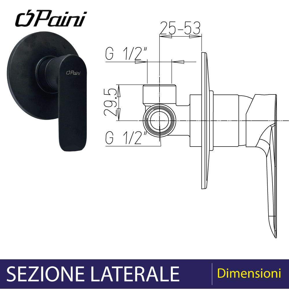 Miscelatore doccia incasso Nove nero opaco — Paini