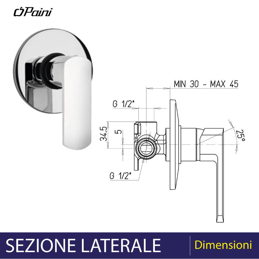 Miscelatore incasso doccia Stile cromo — Paini